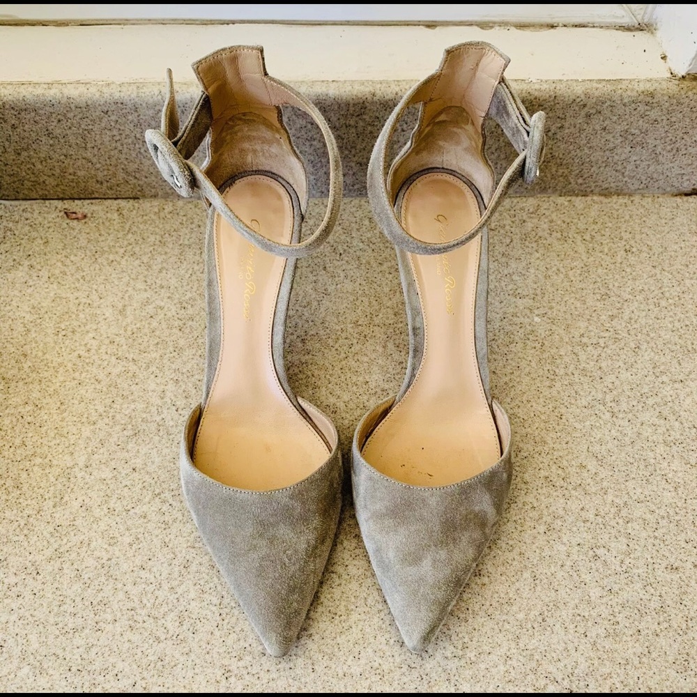 Gianvito Rossi Suede Ankle Strap Heels